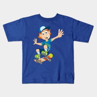 Colourful illustration of a boy on a skateboard. Kids T-Shirt